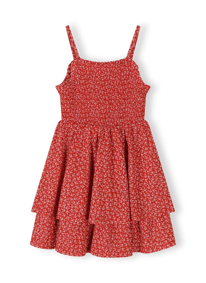 MINOTI Girls floral sleeveless red summer dress adjustable straps 3-15 years